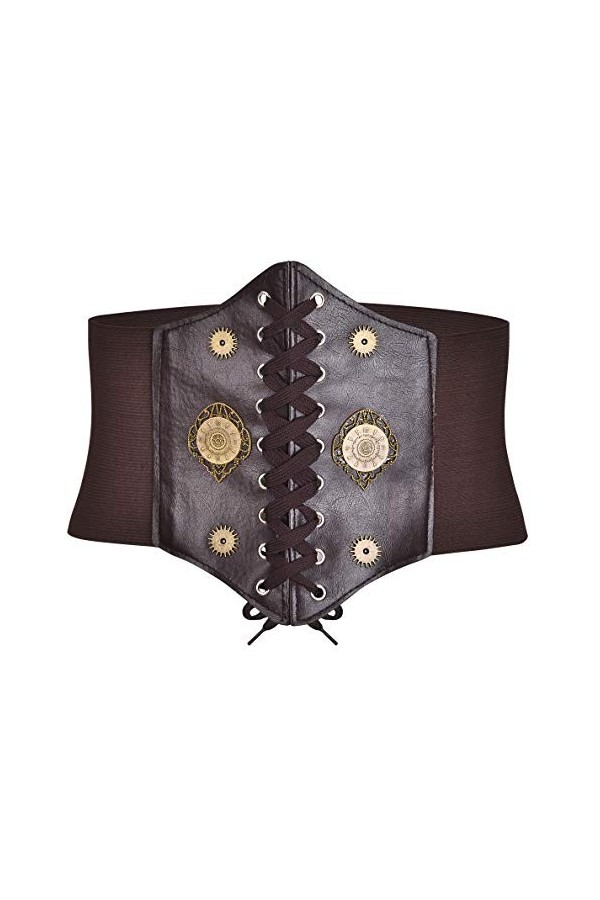 Bslingerie® Femmes Steampunk Cuir synthétique Waspie Corset Ceinture Équipement - Marron, M 