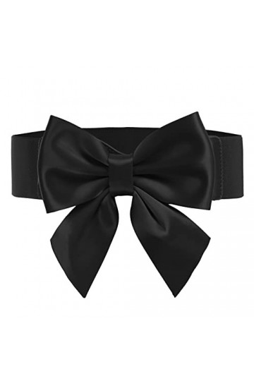 GRACE KARIN Femmes Ceinture Vintage Taille Élastique avec Neud Papillon pour Robe de Soirée Vintage 85~89CM Noir