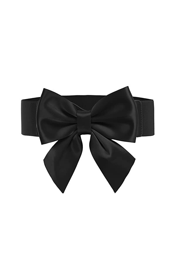GRACE KARIN Femmes Ceinture Vintage Taille Élastique avec Neud Papillon pour Robe de Soirée Vintage 85~89CM Noir