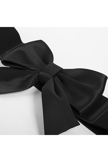 GRACE KARIN Femmes Ceinture Vintage Taille Élastique avec Neud Papillon pour Robe de Soirée Vintage 85~89CM Noir