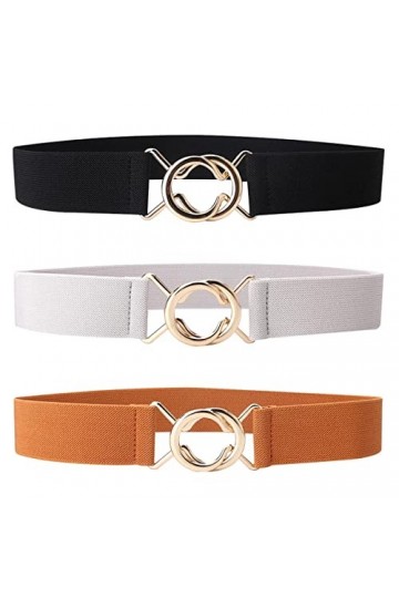 CINGHIA Ceinture Femme Elastique,Lot de 3 Ceinture Elastique Femme,Ceinture Fine Élastique pour Femme avec Boucle en Métal,St