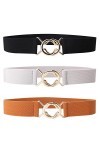 CINGHIA Ceinture Femme Elastique,Lot de 3 Ceinture Elastique Femme,Ceinture Fine Élastique pour Femme avec Boucle en Métal,St