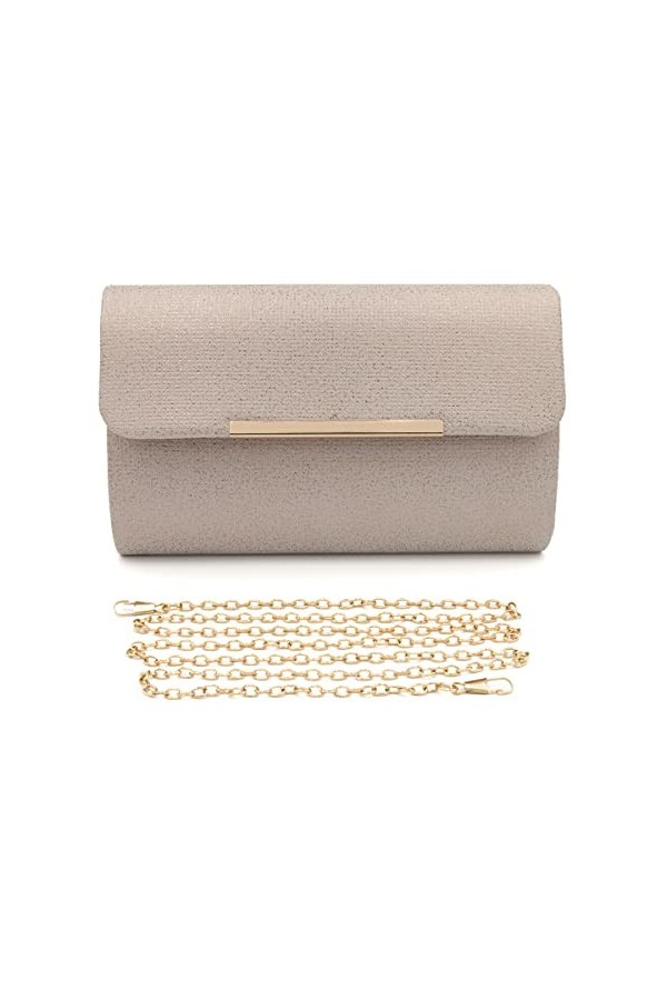 Colours & Beauty Pochette Champagne pour Soirée | Mini Sac à Main de Mariage | Bandouliere Femme | Élégant Bourse de Ceremoni