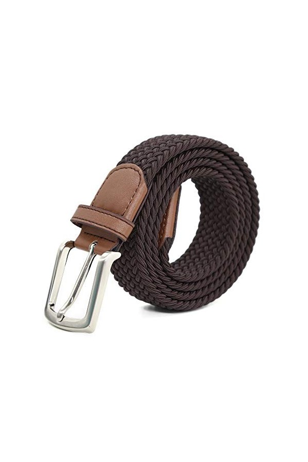 AnJuHoPa Ceinture Stretch de Ceinture élastique Durable Sans Nickel Ceinture de Tissu Brun 115CM