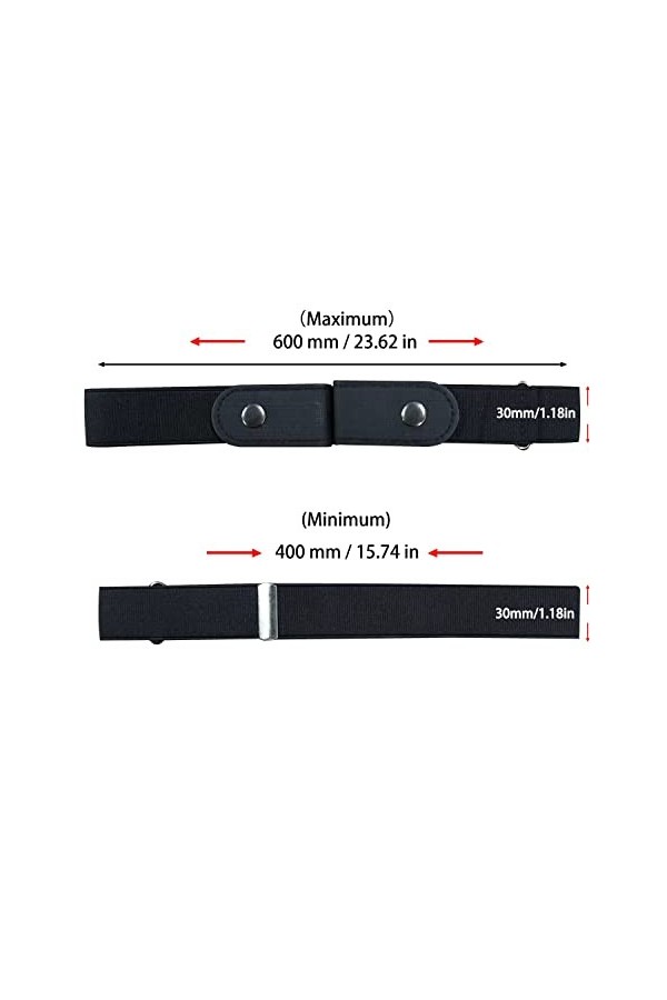KOUHA 5 Pièces Ceinture Extensible sans Boucle Ceinture sans Boucle Réglable Ceinture Élastique Invisible pour Femme ou Homme