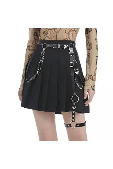 Yogopro Ceinture Pour Femmes Ceinture Punk Chaîne PU Cuir Noir Gothique JK Lolita Ceinture de Corps Ceinture pour Femmes Cein