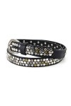 AnJuHoPa Vintage Style Belt Fashionable Sporty Women Girl Leather belt Rhinestone rivets or Crystal Design Black2.3-90cm