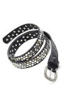 AnJuHoPa Vintage Style Belt Fashionable Sporty Women Girl Leather belt Rhinestone rivets or Crystal Design Black2.3-90cm