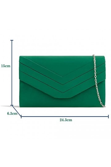 fi9 Sac à main élégant en daim pour femme, vert foncé, medium