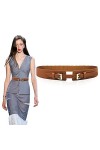 TOEECY Ceinture Femme Large en Cuir Élastique Rétro Ceintures de Taille pour Robes Manteaux Marron 