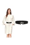 TOEECY Ceinture Femme Large en Cuir Élastique Rétro Ceintures de Taille pour Robes Manteaux Marron 