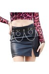 Yogopro Ceinture en Chaîne pour Femmes Punk en Cuir PU Ceinture Ajustable Ceinture de Corps en Chaîne Noir jupe Gothique Cein