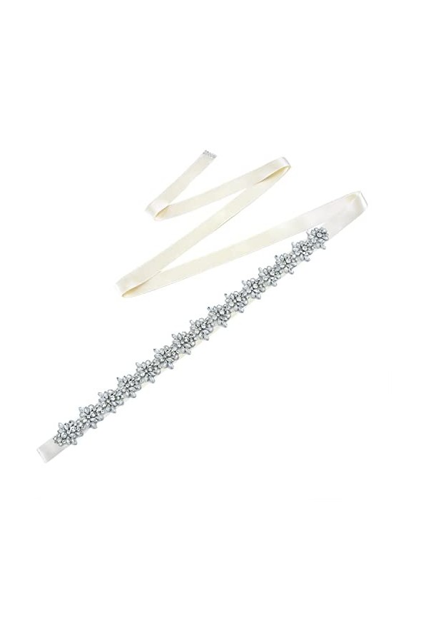 ULAPAN Ceinture de mariée avec strass et strass - Ecru - taille unique