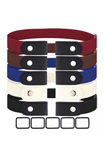 KOUHA 5 Pièces Ceinture Extensible sans Boucle Ceinture sans Boucle Réglable Ceinture Élastique Invisible pour Femme ou Homme