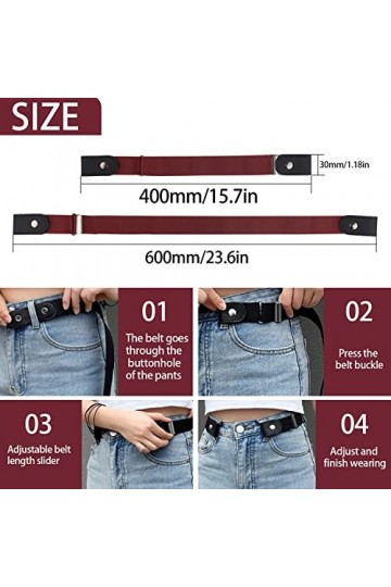 KOUHA 5 Pièces Ceinture Extensible sans Boucle Ceinture sans Boucle Réglable Ceinture Élastique Invisible pour Femme ou Homme