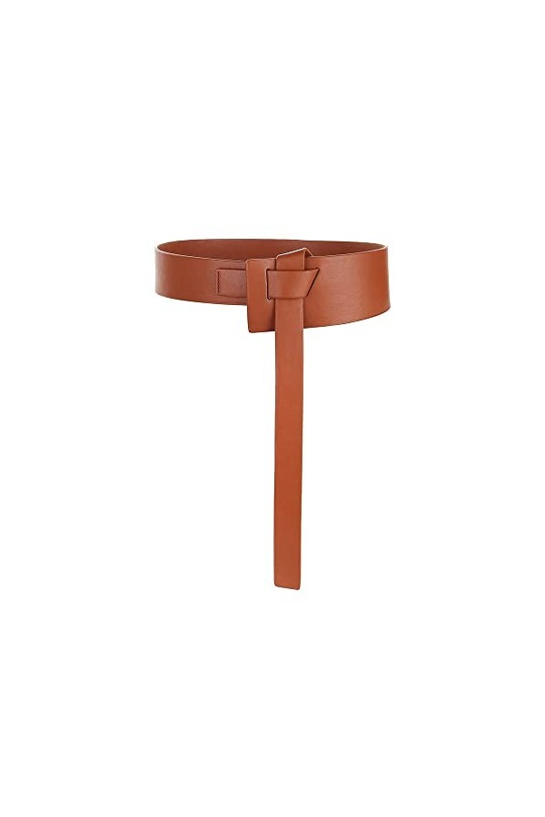 TOEECY Ceinture Femme Nouée Cuir Large Élastique Rétro Ceintures de Taille Mode pour Robes Manteaux Marron 