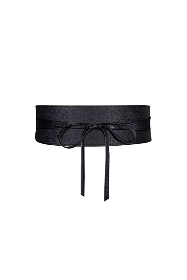 MELLIEX Ceinture Obi pour Femme Large Bande Noir Haute Qualité Simili Cuir Ceinture Taille Unique