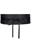 MELLIEX Ceinture Obi pour Femme Large Bande Noir Haute Qualité Simili Cuir Ceinture Taille Unique