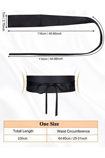MELLIEX Ceinture Obi pour Femme Large Bande Noir Haute Qualité Simili Cuir Ceinture Taille Unique