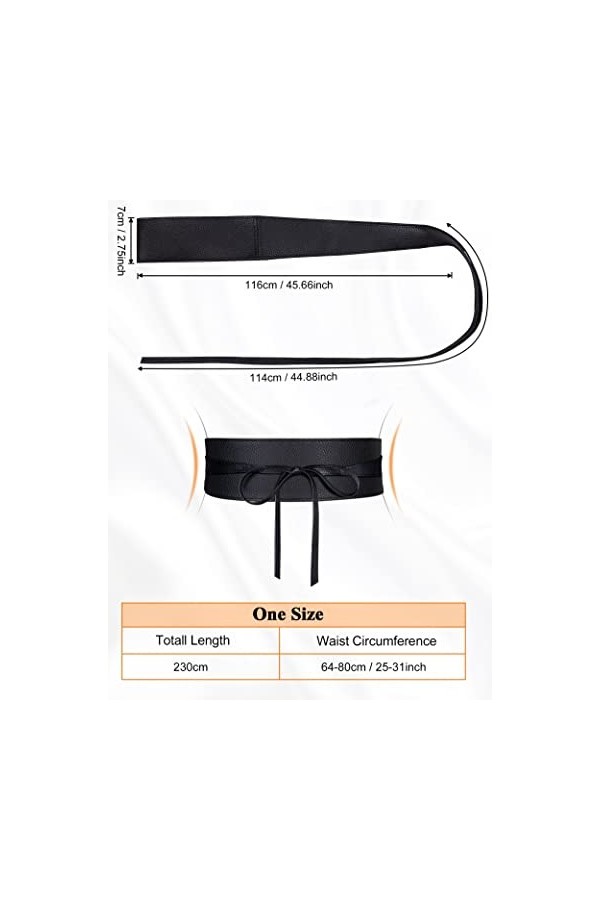MELLIEX Ceinture Obi pour Femme Large Bande Noir Haute Qualité Simili Cuir Ceinture Taille Unique