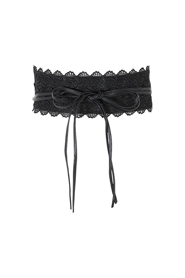 KRISP Ceinture Large Dentelle Pour Femme Similicuir Obi Crochet, Noir, 15295-BLK-OS