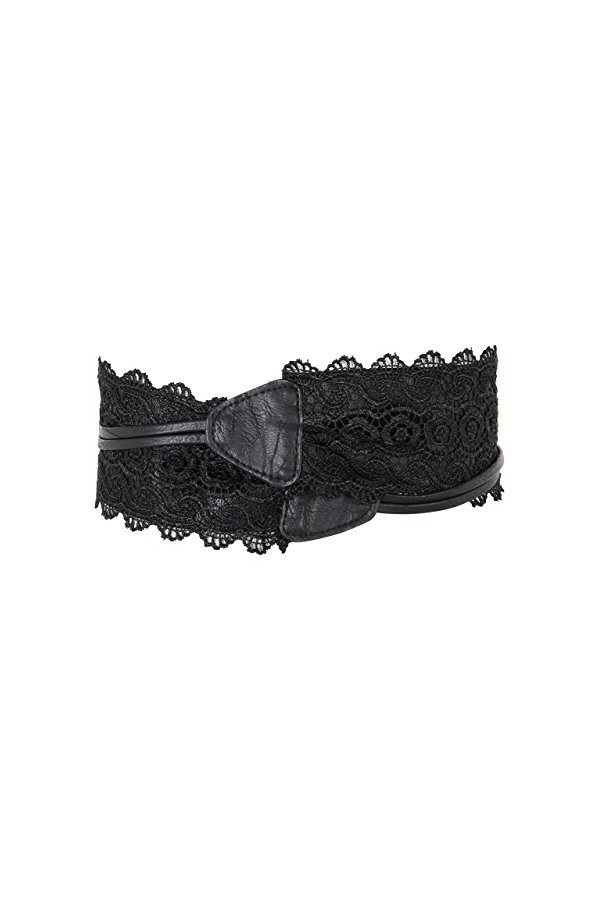 KRISP Ceinture Large Dentelle Pour Femme Similicuir Obi Crochet, Noir, 15295-BLK-OS