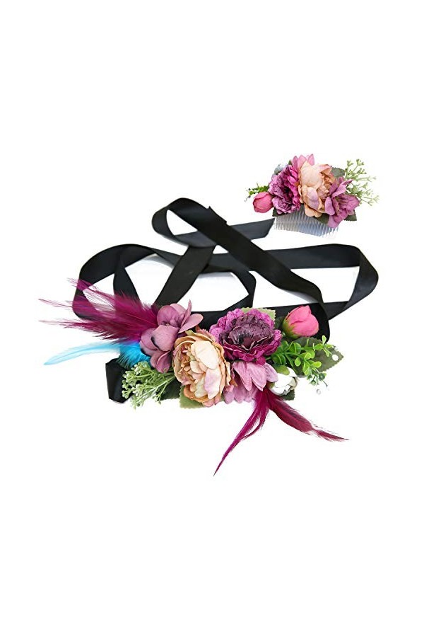 Ever Fairy Main De Mode Fleur Ceinture Ensemble De Peigne Pour Femmes Fille Robe De Demoiselle Dhonneur Satin De Mariage Cei