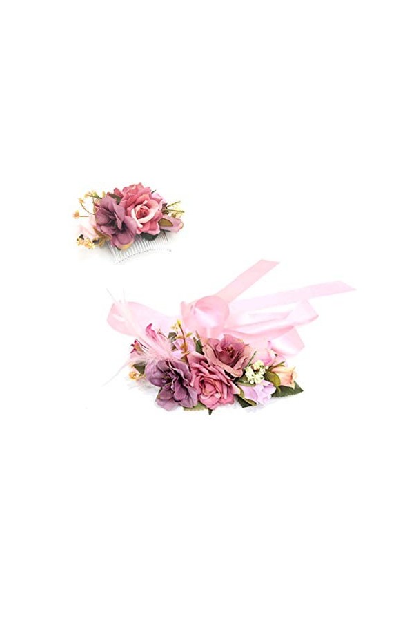 Ever Fairy Main De Mode Fleur Ceinture Ensemble De Peigne Pour Femmes Fille Robe De Demoiselle Dhonneur Satin De Mariage Cei