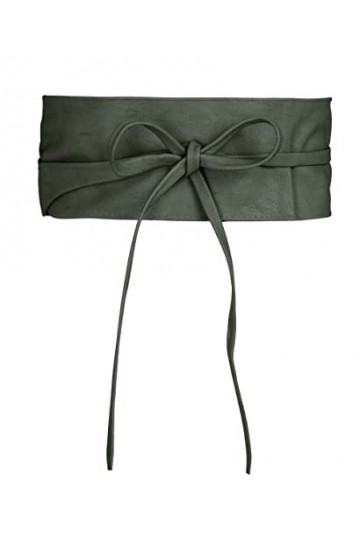 Krisp Ceinture femme Obi Simili Cuir Large Chic élégante pour robe Soiré Cérémonie Cérémonie, Khaki, Taille Unique, 14987-KHA