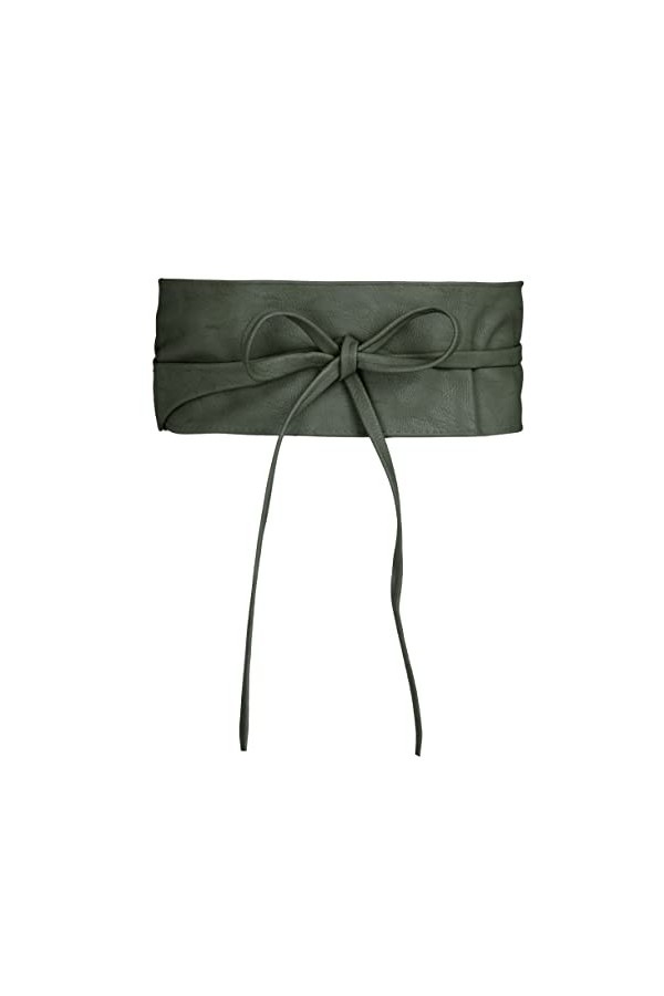 Krisp Ceinture femme Obi Simili Cuir Large Chic élégante pour robe Soiré Cérémonie Cérémonie, Khaki, Taille Unique, 14987-KHA