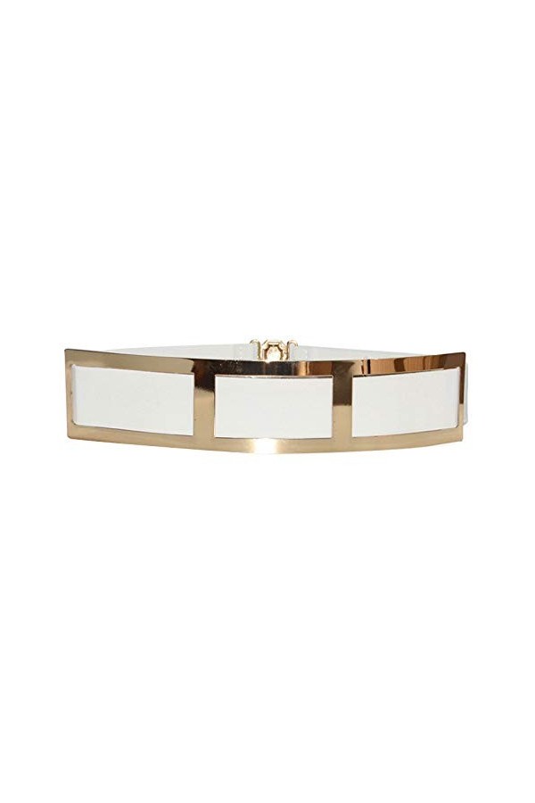 Milya Ceinture large, extensible, en métal, pour femme, avec miroir, décoration dorée, Noir , Taille Unique
