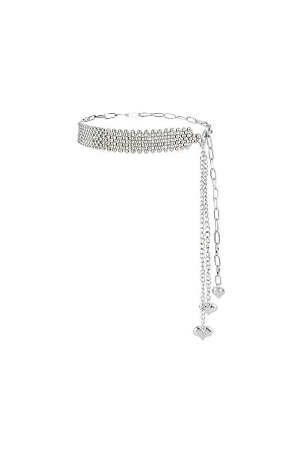 Meliyya Ceinture rétro en chaîne pour femme - En métal - Idéal pour robe de mariage, fête, demoiselle dhonneur, 06967 Argent