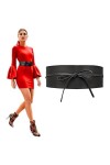 He-Ju Ceinture de taille pour femme noire, 1 ceinture à nouer pour femme, large ceinture pour femme, Noir , S-M