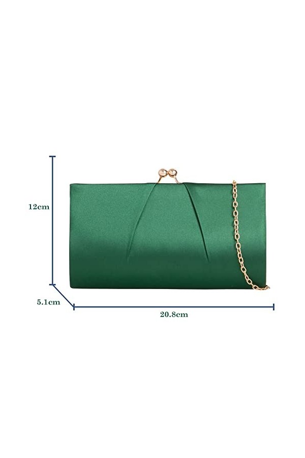 UShopUK Sac à main en satin pour mariage, bal de fin dannée, soirée, vert foncé, medium