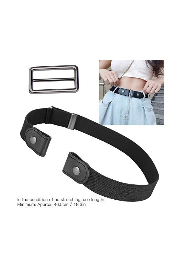 Ceinture de pantalon douce et confortable de qualité supérieure de 46,5 cm pour homme et femme noir 