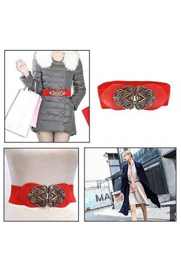 Ceinture élastique de style rétro, ceinture décorative large pour femmes, robes, chemises, Rouge, taille unique