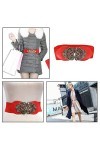 Ceinture élastique de style rétro, ceinture décorative large pour femmes, robes, chemises, Rouge, taille unique