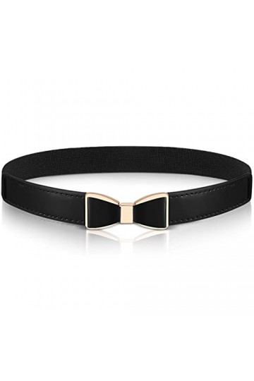 Ceinture Fine Élastique Ceinture Vintage Extensible pour Femmes, Noir
