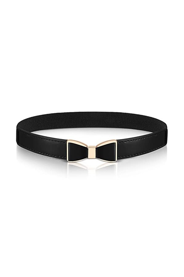 Ceinture Fine Élastique Ceinture Vintage Extensible pour Femmes, Noir