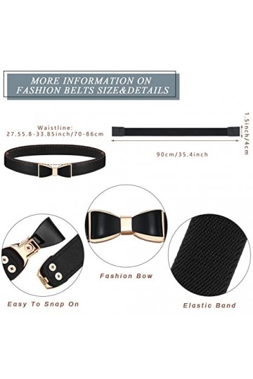 Ceinture Fine Élastique Ceinture Vintage Extensible pour Femmes, Noir