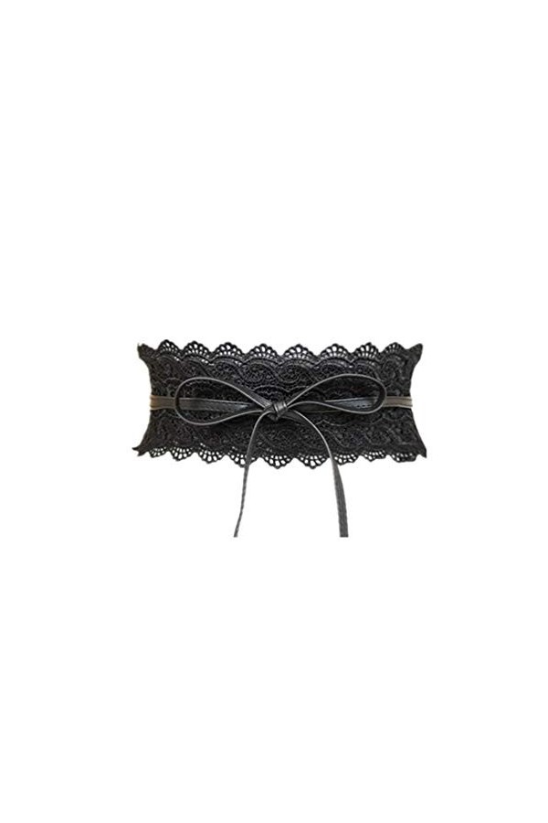 Porbbow Ceinture en dentelle pour femmes Noeud papillon Wrap Faux cuir Boho Band Corset Ceinture pour les robes Grey