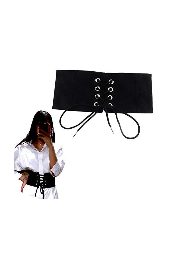 CHENGZI Ceinture large 鬡stique pour femme Noir,Taille unique,Noir