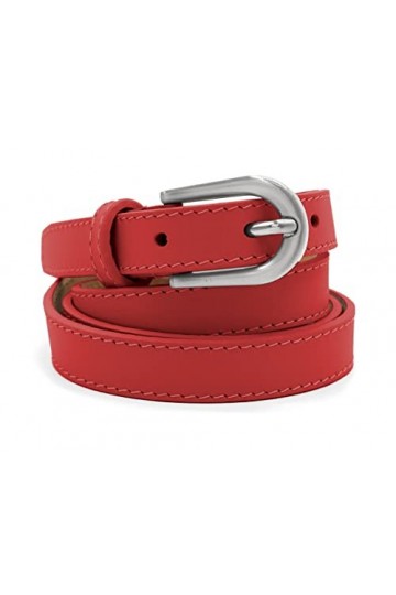 Van Der Rich ® - Ceinture Cuir Fine 2 cm Longueur Ajustable Made in Italy - Femme Rouge, 95cm 