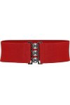 BlackButterfly Classique Triple Crochet Large Élastique Sangle Extensible Taille Ceinture Rouge, XL 