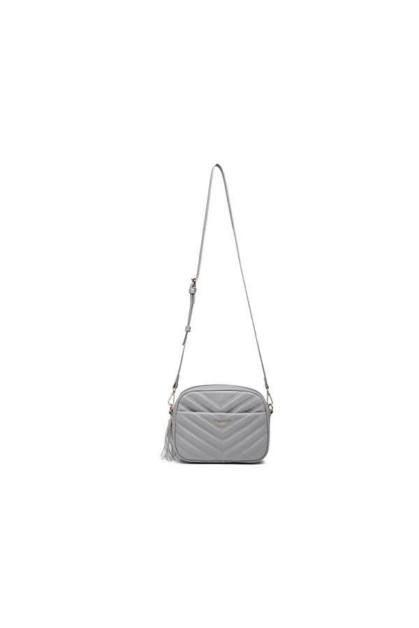 Miss Lulu Femme Sac à Bandoulière Sac Porté Epaule Cartable Sacs à Main, Cuir Synthétique, Texture Tricot en V, Décoration Gl