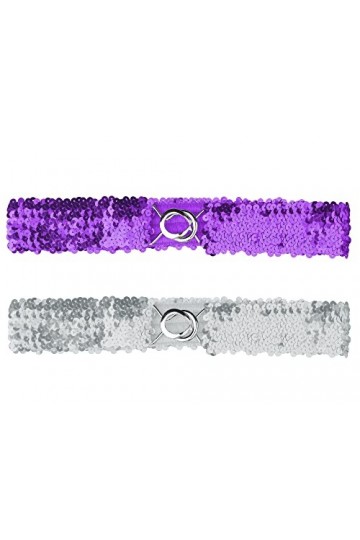 Allegra K Femmes Glitter Skinny Stretchy Ceintures Ceintures Paillettes Ceintures Élastiques pour Robes Mauve 64cm/25.19"