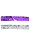Allegra K Femmes Glitter Skinny Stretchy Ceintures Ceintures Paillettes Ceintures Élastiques pour Robes Mauve 64cm/25.19"