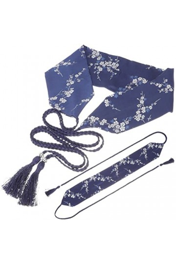 NOLITOY Kimono Japonais Ceinture Obi Style Japonais Bandes de Taille Brodées Ceinture Yukata Ceinture en Tissu avec Gland Fle