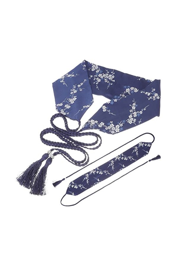 NOLITOY Kimono Japonais Ceinture Obi Style Japonais Bandes de Taille Brodées Ceinture Yukata Ceinture en Tissu avec Gland Fle