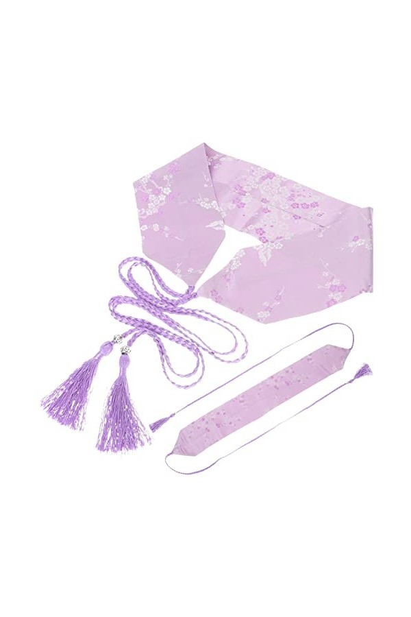 NOLITOY Kimono Japonais Ceinture Obi Style Japonais Bandes de Taille Brodées Ceinture Yukata Ceinture en Tissu avec Gland Fle